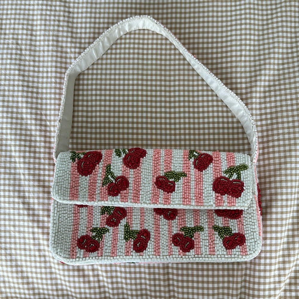 Cherry Beaded Purse - Staud Lookalike